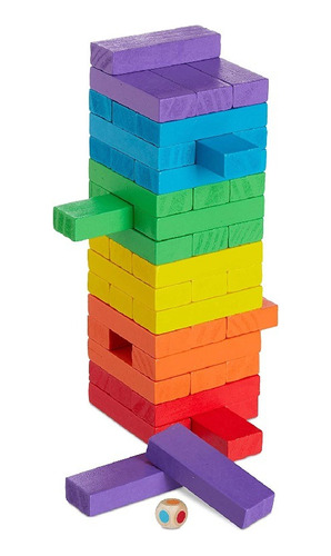 Torre Bloques Madera Color Juego De Mesa Destreza Smallbox