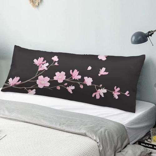 Funda De Almohada Corporal Negra Cerezo Flor Primavera ...