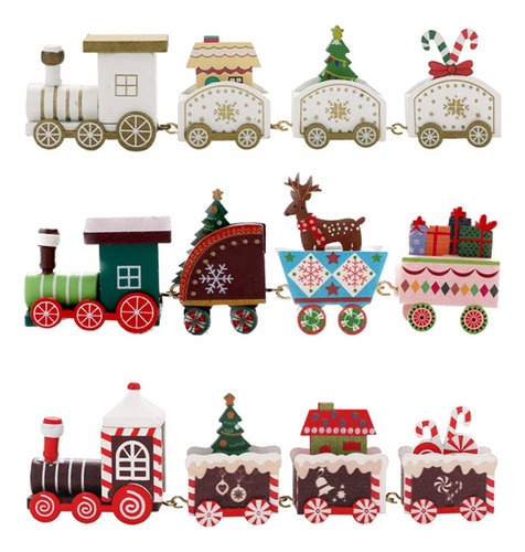 Tren Navideño De Madera Para Decoración De Escritorio