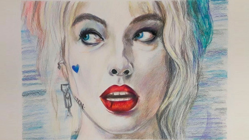 Dibujo Retrato A Lápices De Colores 35x50cm. (personal)