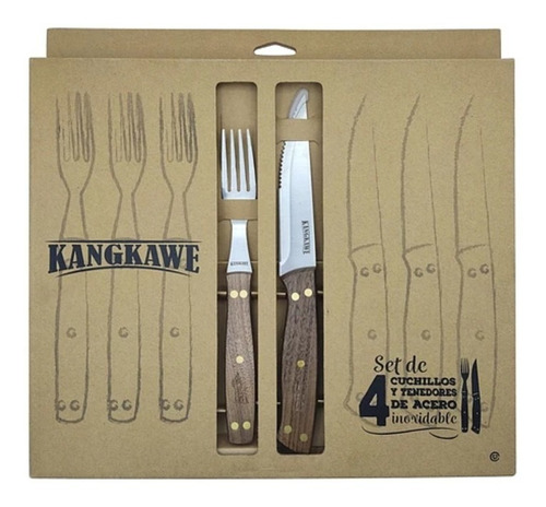 Set 8 Piezas Cuchillos + Tenedor Kangkawe Premium Cocina  