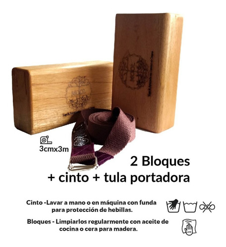 Kit De Bloques  + Cinto 3cm*3m + Tula Portadora - Props Yoga