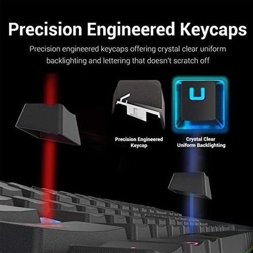 Imagen 6 de 8 de Teclado gamer Redragon Kumara K552 QWERTY Outemu Blue español latinoamérica color negro con luz roja