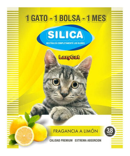 Piedras Para Gato Silica Limón Lazy Cat 3.8lts Absorbentes