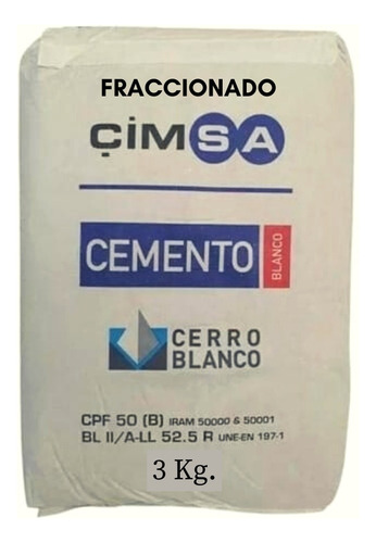 Cemento Blanco Cimsa X 3 Kilos. Pastina Para Pileta