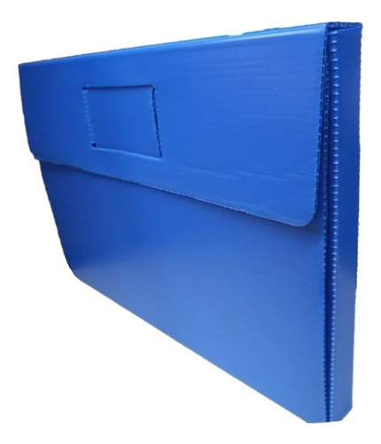 Caja Carp 3 Solapas Pvc Corrugado Oficio Lomo 3 Cm Azul X 3