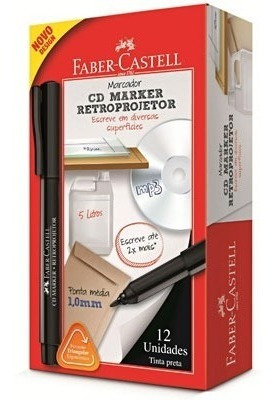 Caneta Para Retroprojetor Cd Dvd Blu-ray Faber Castell 12 Pç