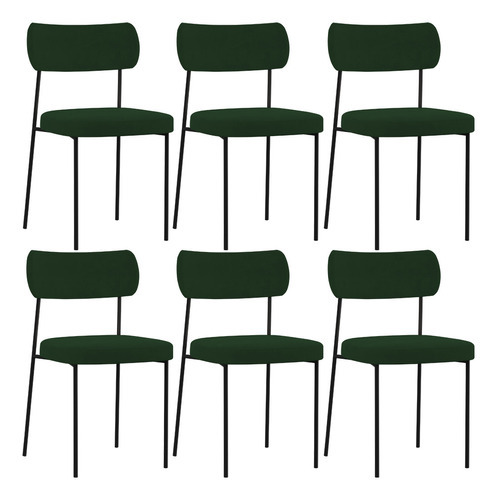 Kit 6 Cadeiras Estofada Sala Jantar Melina Suede Verde Musgo