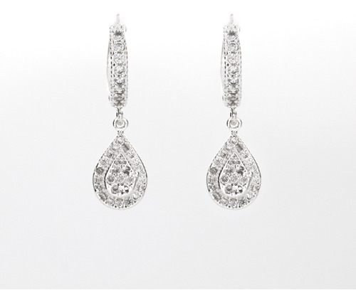 Aretes Plata Ley .925 Gota Diamantada