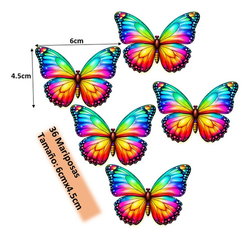 36 Mariposas 100% Comestible Para Decoración De Postres