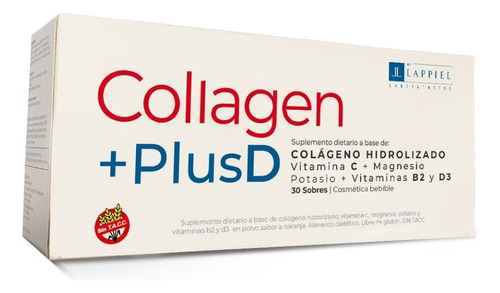 Colageno Plusd Bebible Magnesio Potasio Vit C X30 Lappiel Sabor Naranja