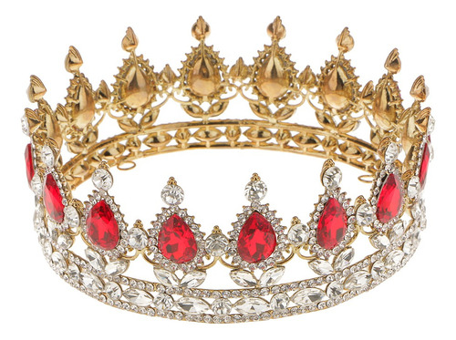 Rey Reina Corona Rhinestone Tiaras Chapado En Oro De La