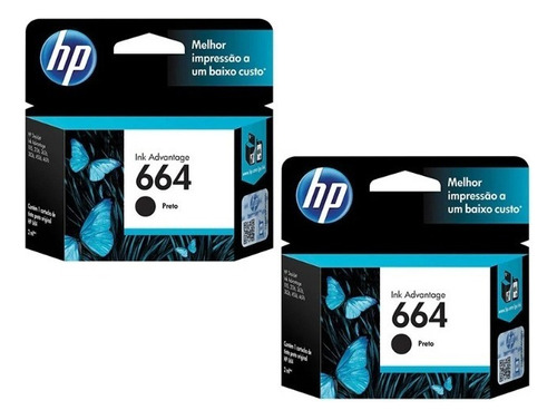 2 Cartuchos 664 Preto Black Impressora Hp Deskjet 1115 3636