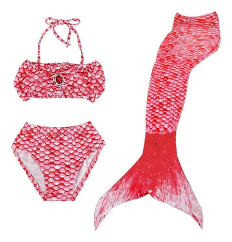 Bikini De Cola De Sirena De 3 Piezas For Niños