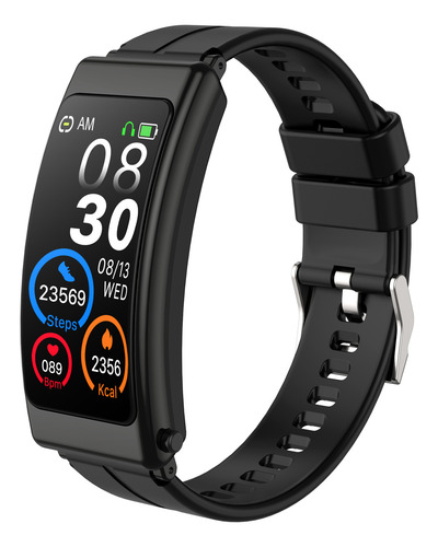 Negro: Pulsera Inteligente Bluetooth Y Auriculares Inalámbricos