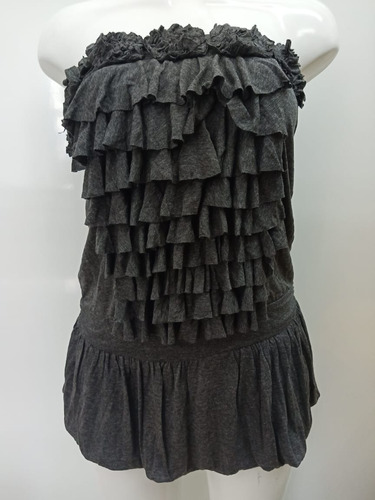 Vestido Top Corto  Para Dama Gris Oscuro Azul Basics