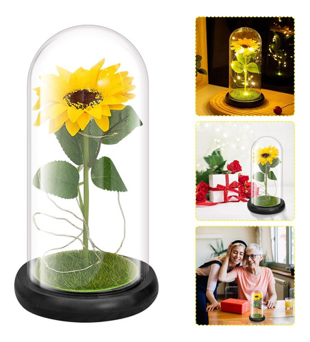 Regalo Para Mujer Girasol Flores Eternas Artificiale Con Luz