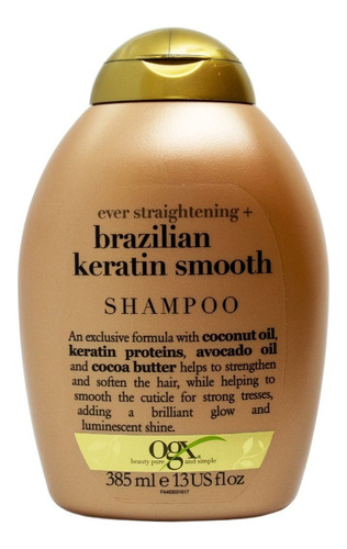 Ogx Brazilian Keratin Smooth Shampoo Fortalecedor Cabello 3c