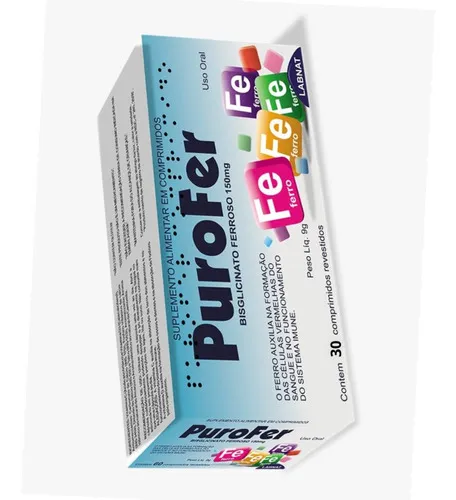 Bisglicinato ferroso Purofer 150 mg c/30 cp = Neutrofer Ferro sabor insípido