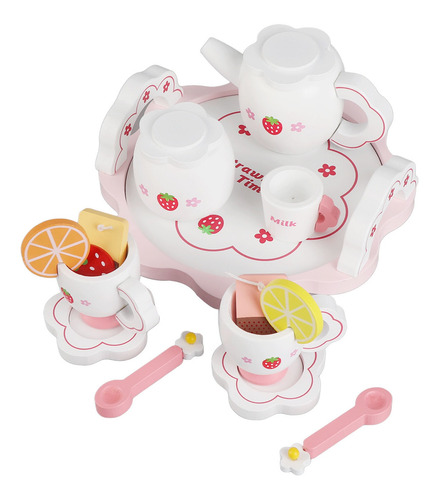 Juego De Té De Madera Para Niñas Pequeñas, Tetera, Cuchara