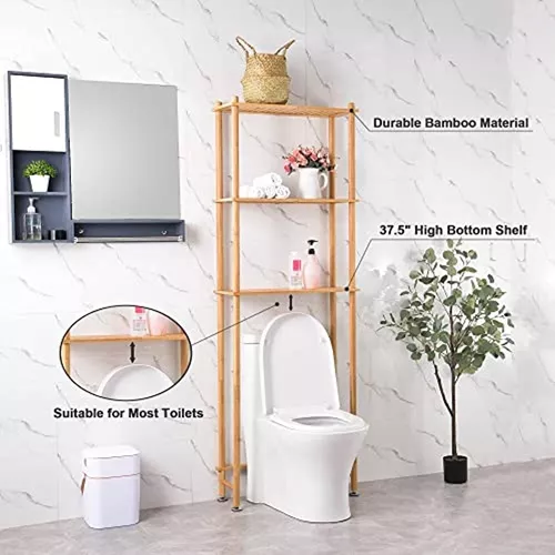 AmazerBath  Bamboo Over The Toilet Storage Shelf