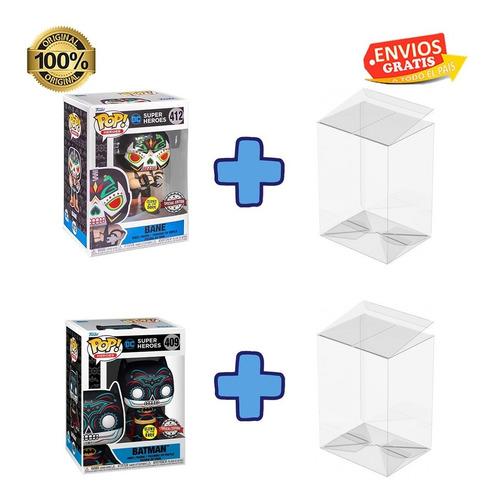 Funko Pop Bane 412 Batman 409 Dia Muertos Paquete Protector