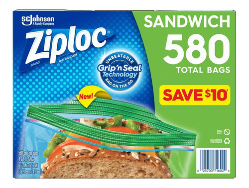 Ziploc Easy Open Tabs Sandwich Bolsas 580 145 Unidades (paqu