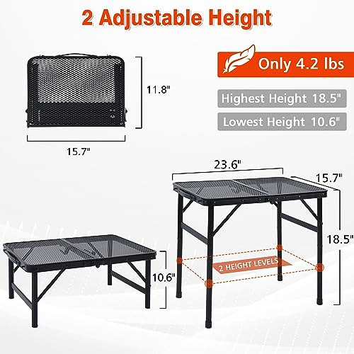 Mesa Plegable Portátil De 61 X 39 Cm Con Altura Ajustable