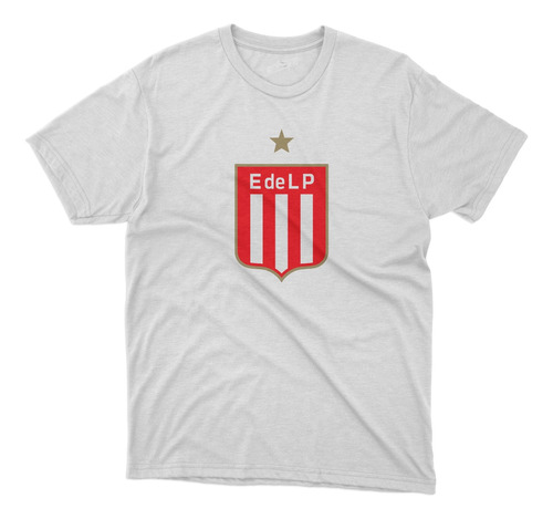 Remera Futbol Estudiantes De Lp Escudo En El Pecho Blanca