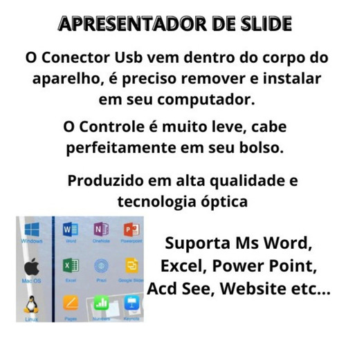 Apresentador De Slides Pointer Lpt8 Power Point Apontador La Preto
