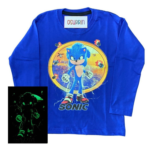 Remeras Glow Brilla Oscuridad Sonic