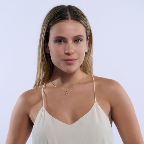 Collar Mujer Oro 14k Zirconia Cúbica, Joyería Fina Luckyly Color Rosa