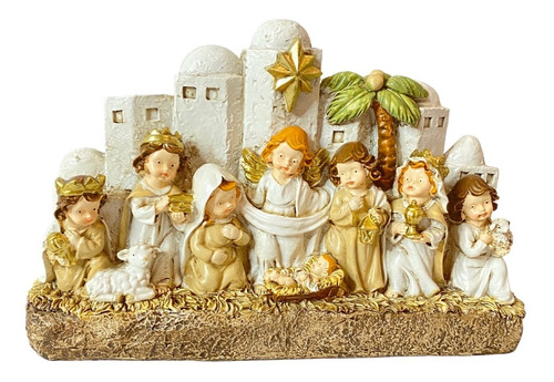Pesebre Cabaña Establo 11 Piezas Navidad Jesus 16x22cm Italy