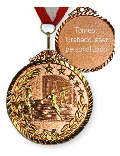 Medalla Bronce Bi-metalica Futbol Personalizada Laser 65 Mm