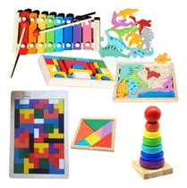 Comprar Juegos De Encastre Montessori De Madera Kit Por 6 Juegos