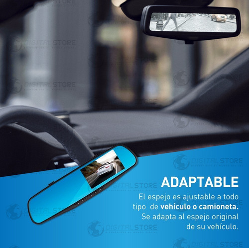 Espejo Retrovisor Camara Frontal Testigo Para Auto Hd + Camara Trasera Video Filmadora