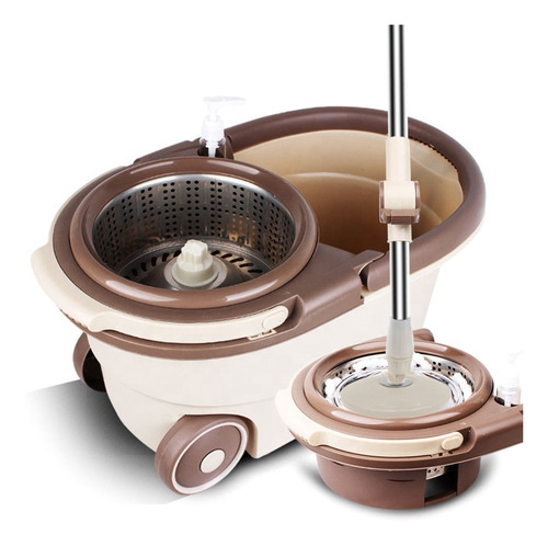 Imagen 7 de 10 de Balde Mopa Centrífuga Acero Lampazo Giratorio Con 3 Repuestos De Microfibra Ultra Absorbente Trapeador Pisos - 6 Cuotas