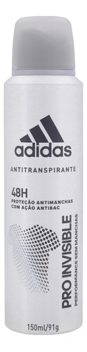 Antitranspirante Aerossol Pro Invisible Adidas 150ml