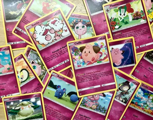 20 Cartas Originais Pokémon Energia Tipo Fada + Brindes