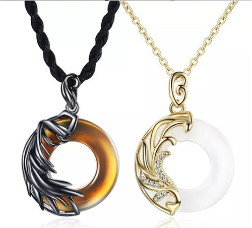 Collares Para Parejas Angel Y Demonio Opalo Del Amor Energía Color Blanco-café