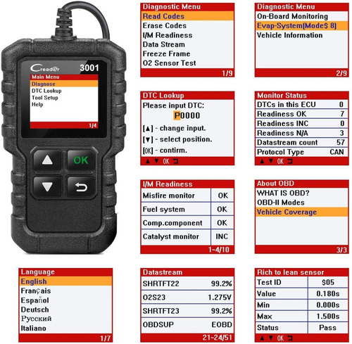Imagen 4 de 8 de Launch Creader 3001 Escaner Lector De Código Obd2 Eobd