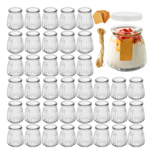 40 Vasos Vidrio Con Tapa, Yogurt, Postre, Sopa, 130 Ml