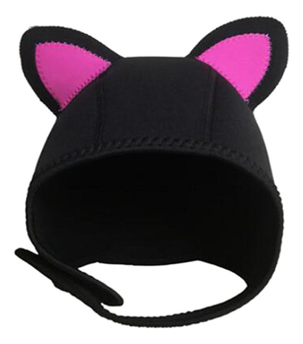 Capucha De Neopreno Con Diseño De Gato, Negro Rosa Rojo