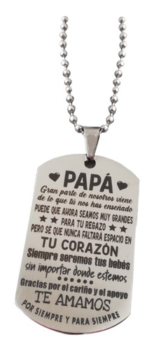 Placa Grabado Padre Nuestro Personalizada Collar Dije  Acero