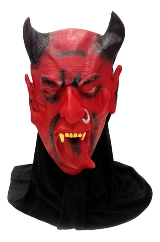 Mascara Diablo Con Capucha De Látex Halloween