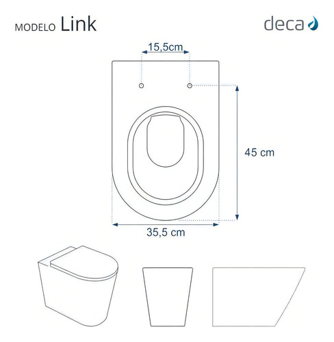 Tampa De Vaso Poliéster Link/lk Branco Gelo Para Bacia Deca