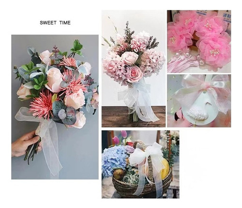 3 Rolos De Fitas De Organza Com 4 Cm De Largura E