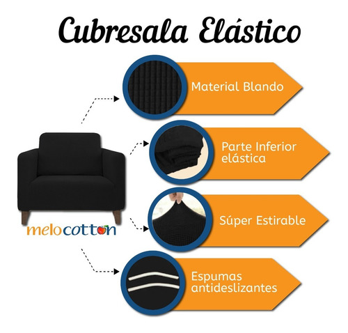 Imagen 3 de 10 de Protector Cubre Sala Ajustable Stretch Fit Elástico 3 Piezas