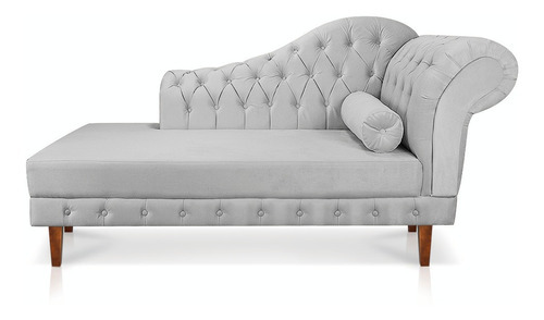 Divã Recamier Capitonê Mônaco 165 Cm Suede Cinza - D'rossi