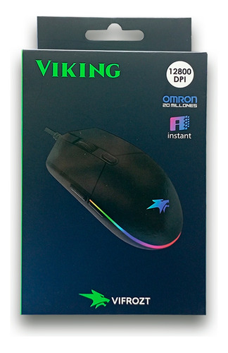 Mouse Gamer Viking Rgb Vifrozt 12.8k Dpi Programable Negro